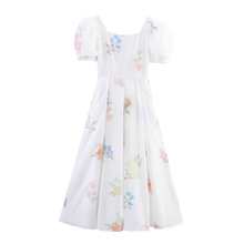 雪纺炸街森系罩杯小众印花时尚裙子欧美风跨境欧根纱夏季连衣裙