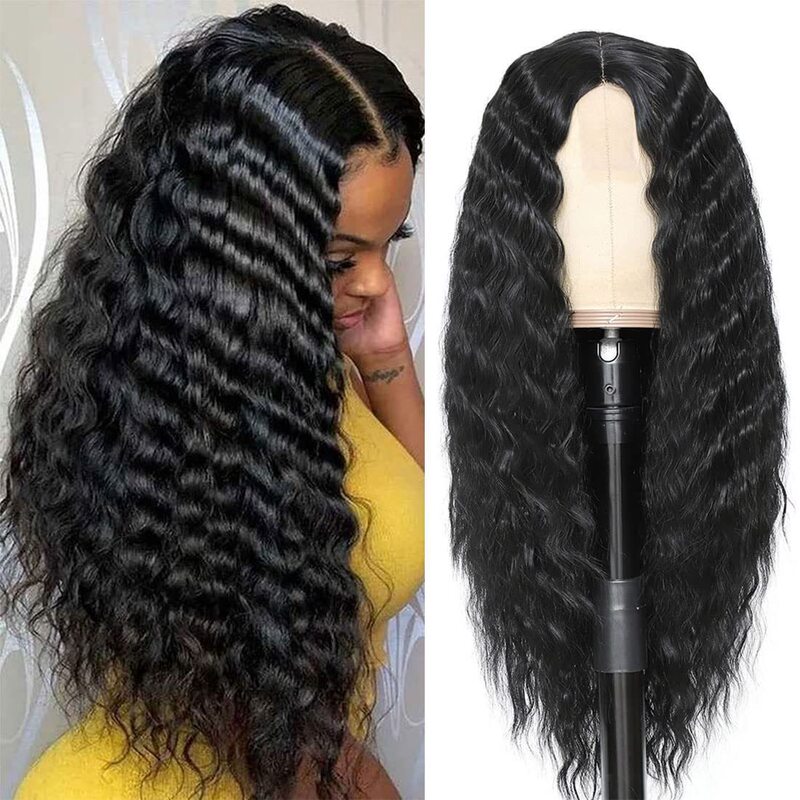 European and American wig clasp net natural mid-wave curly braid craft African small volume wig long curly hair full headgear