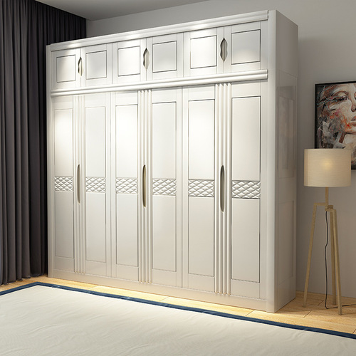 新中式实木衣柜组合简约三四五六门衣橱经济型木质卧室收纳家具