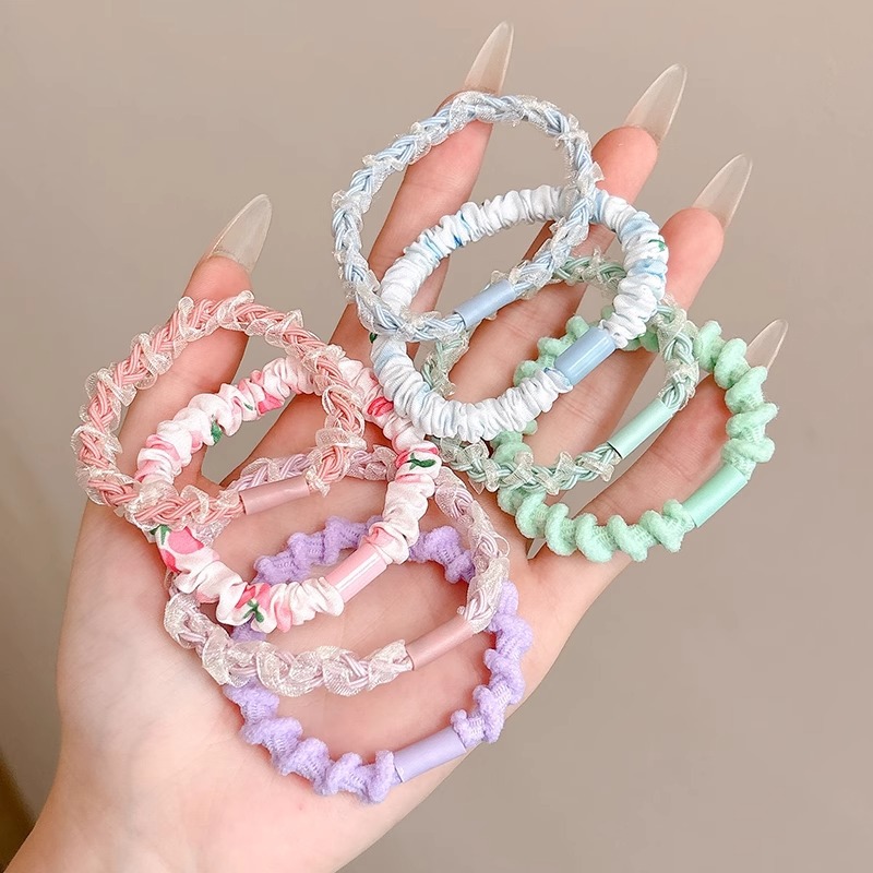 Niños cuerdas de cabeza de cola de caballo alta lindos bebés cabello anillo de cabello de cabello de niñas no lastimar cabello toque de banda elástica alta