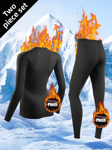 Ladies' Long Sleeve Fitted Trousers with Thicker Warm Innerwear Set for Autumn/Winter Home, Fitness, Sports, and Outdoor Use in European and American Sizes