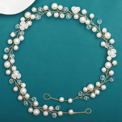 夏季手工編織珍珠髮帶女森系新娘頭飾編發髮飾跨境hair band批發