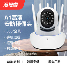 新款无线wifi光头强摇头机高清夜视摄像机全景双向对讲安防摄像头
