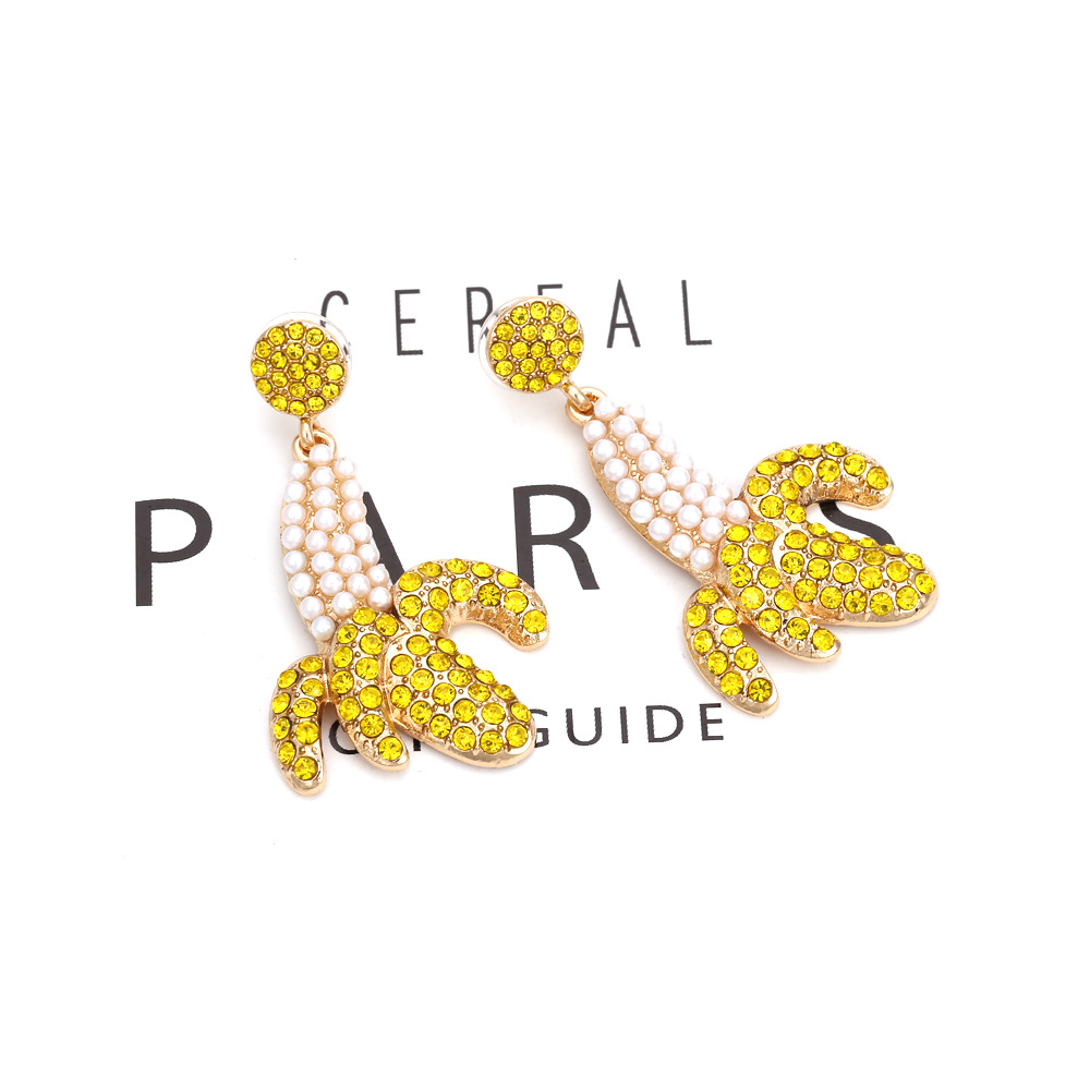 1 Pair Casual Cute Banana Zinc Alloy Rhinestones Drop Earrings display picture 5