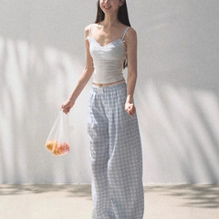 Oakmo Basic* Her Shore テンセルリネン おしゃれ 着痩せ ウエストゴム カジュアル ワイドパンツ