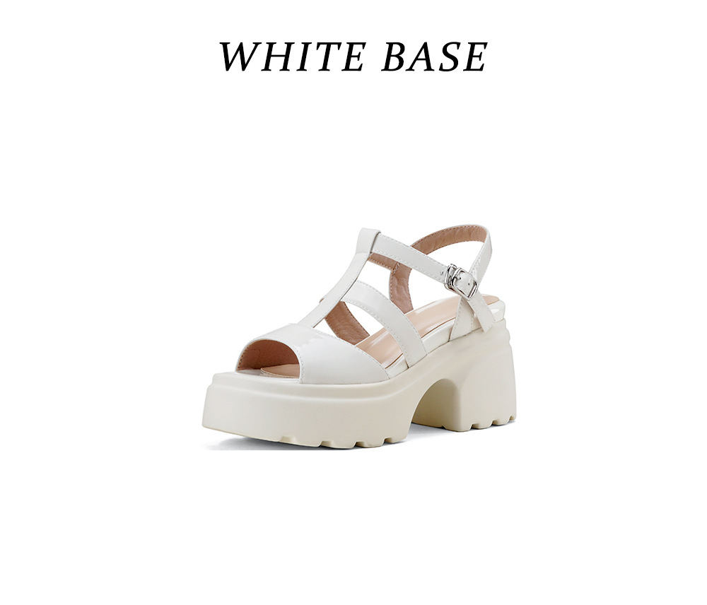 Sandal nữ hở mũi đế dày cao gót da thật quai chữ T kiểu La Mã dệt kim — Màu đen chi tiết 18