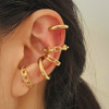 Golden earrings, ear clips, set, simple and elegant design, no pierced ears
