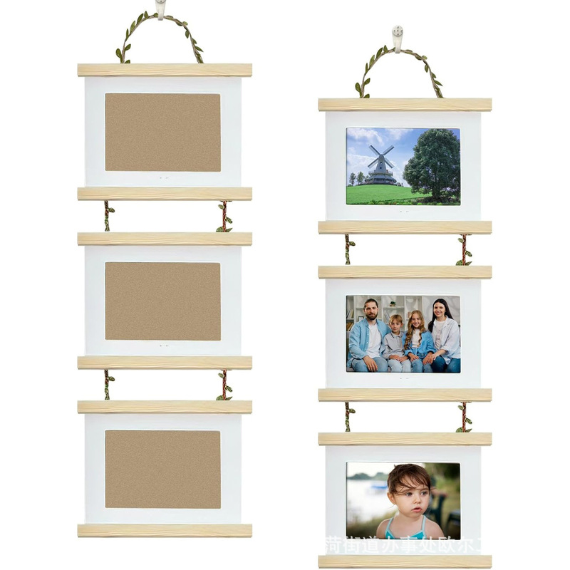 Wooden Collage Photo Frame with Wall Hooks Vertical Hanging on the Wall Triptych Photo Frame Solid Wood Decorative Photo Frame Wooden Collage Photo Frame with Wall Hooks Vertical Hanging on the Wall Triptych Photo Frame Solid Wood Decorative Photo Frame