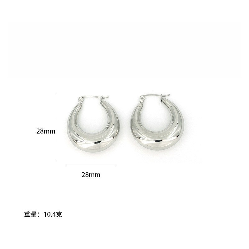 강철 타원형 중공 귀걸이