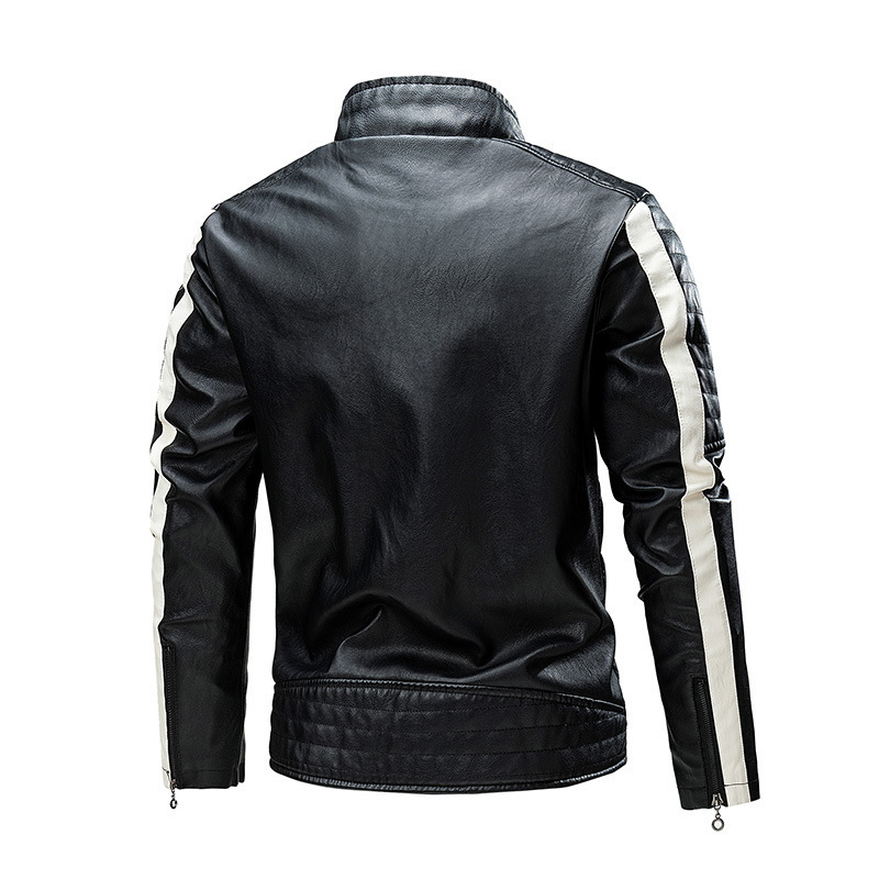 Men's Spliced Leather Motorcycle Jacket - Stylish Men's Jacket_voghion.com