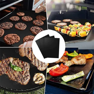 现货特氟龙烧烤垫BBQ耐高温不粘烤肉垫烤盘垫片家用烧烤纸免粘