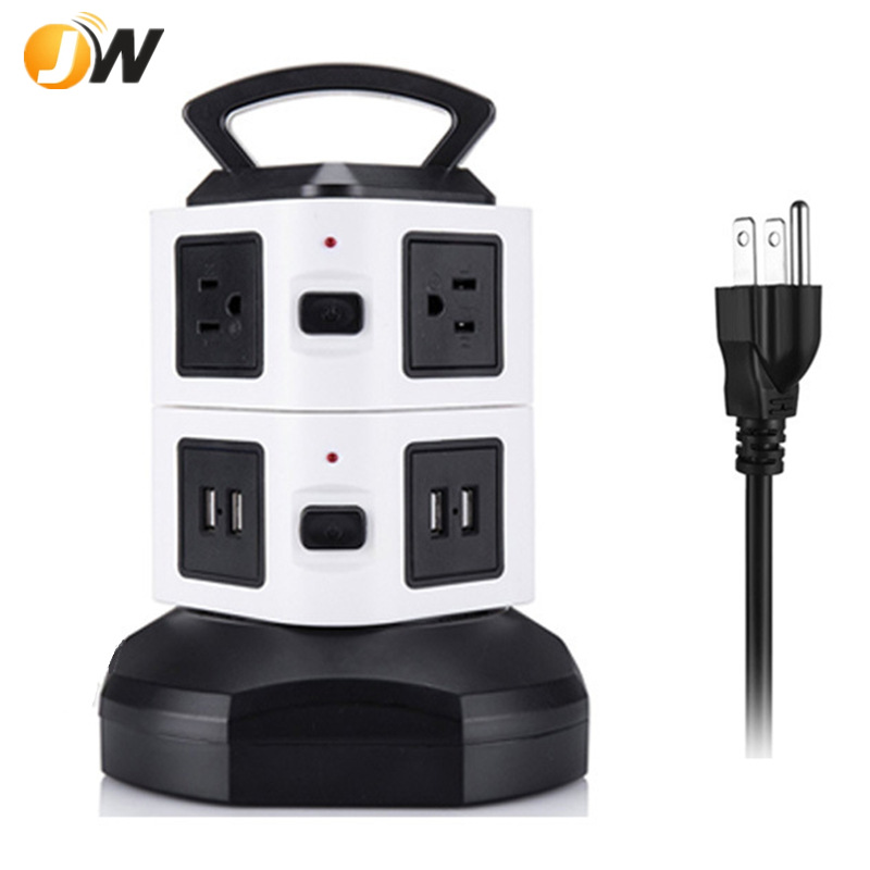 【现货库存】美规美标二层带USB直立式宝塔插座美标8孔智能插排