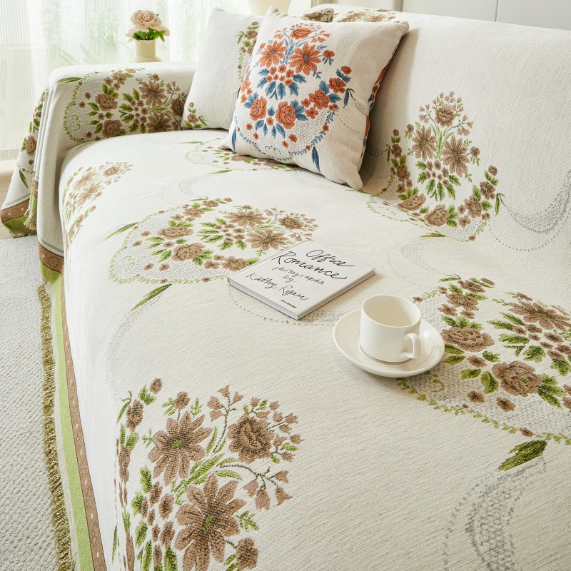 法式田园风花篮沙发盖布四季通用沙发防尘罩客厅一片式沙发盖布垫