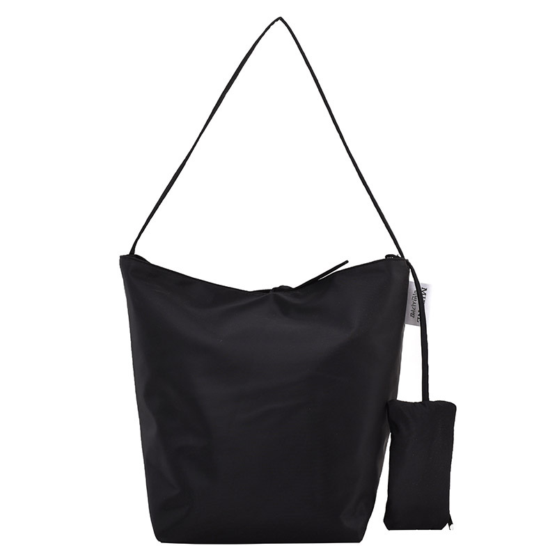 Korean Style Minimalist Large Capacity Nylon Fabric Bag For Women 2024 Summer New Lightweight Versatile Casual Shoulder Bucket Bag - Thumbnail 8