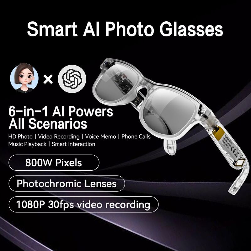 Cross-Border G2 Smart Glasses for Taking Photos and Videos, 8 Million Pixels, Anti-Shake, Music Listening, Cycling, Bluetooth Glasses, Real-Time Translation Cross-Border G2 Smart Glasses for Taking Photos and Videos, 8 Million Pixels, Anti-Shake, Music Listening, Cycling, Bluetooth Glasses, Real-Time Translation