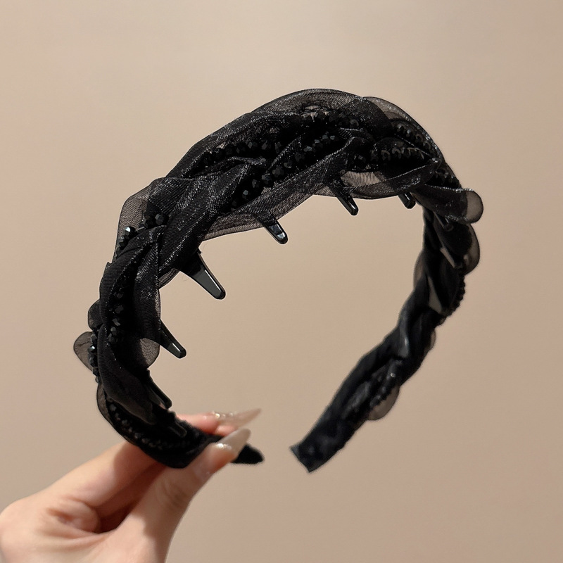 Diámetro flash Louis princesa de París, banda de cabello para la mujer no estrangulada, banda de cabello para lavar la cara, cabeza de cabeza alta con dientes antideslizantes, toque de cabello para el cabello