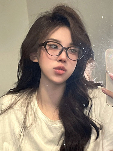 Retro Korean cat eyes, orange cat, black frame, plain makeup artifact, high-end sense, slimming for square and round faces, can be equipped with prescription myopia glasses