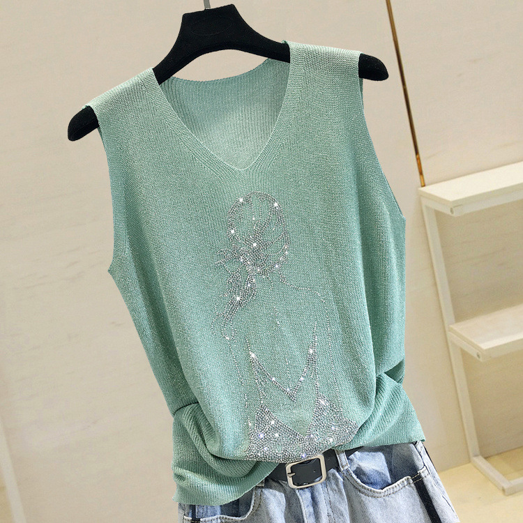 Bright Silk Hot Drill Sleeveless Top