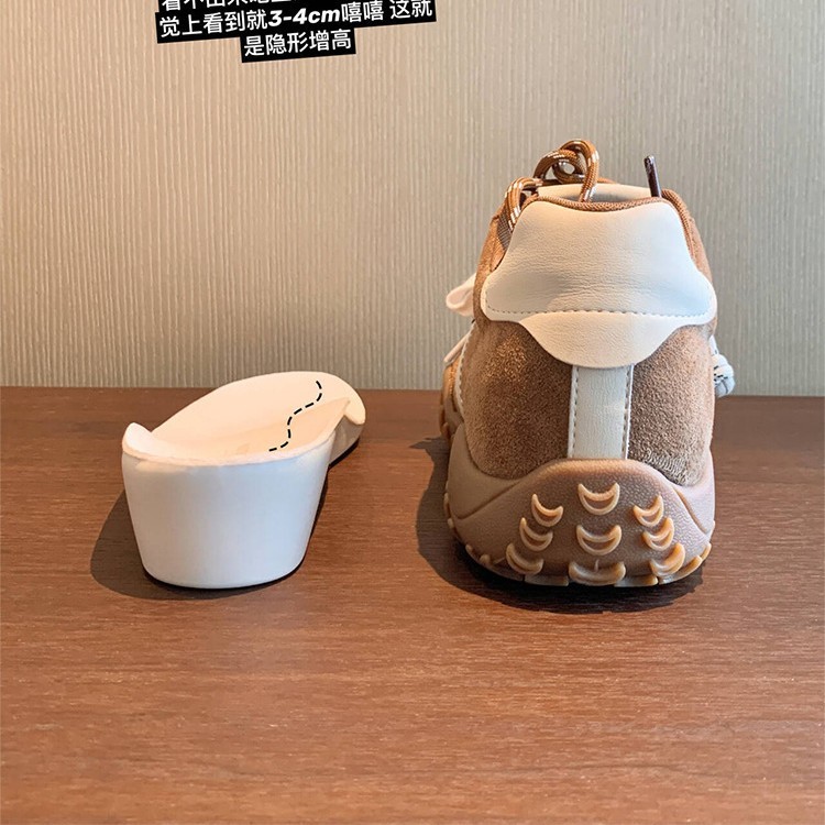 新色啦~2025秋季新款8cm内增高月牙厚底鸳鸯鞋带运动休闲鞋女德训|undefined