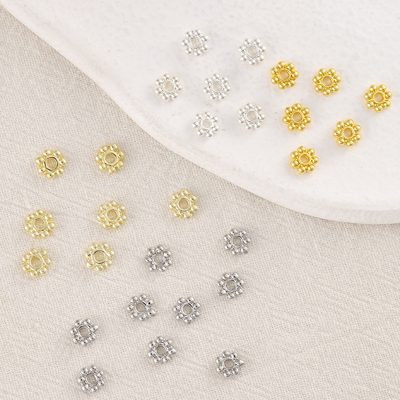 Real Gold Plated 18K Bag Gold Color Retaining Snowflake Spacer diy Bracelet Necklace Accessories Beaded Material Beaded Spacer Gasket