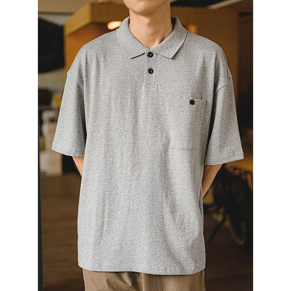 Camisa POLO solapa de manga corta de algodón para hombres bolsillos con botones pesados Camiseta casual de negocios británicos Comercio exterior al por mayor transfronterizo