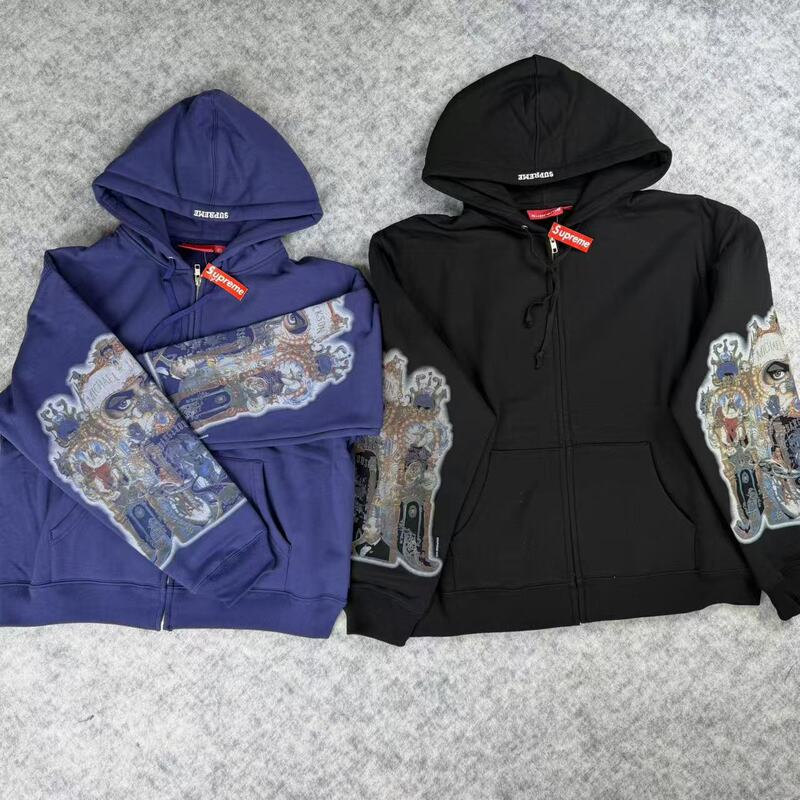 In Stock Supreme Mj Michael Jackson Sleeve Eye Print Pattern Zip-Up Hoodie