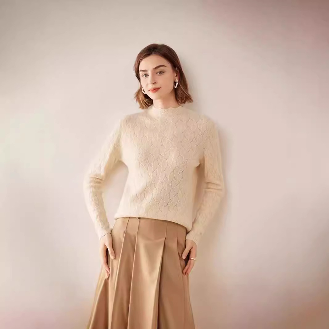 Cashmere demi-season fitted base knitted sweater