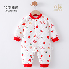 新生兒衣服秋冬季款保暖夾絲加厚嬰兒連體衣睡衣哈衣爬服男女寶寶
