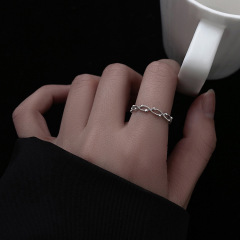 鏤空戒指2021年新款輕奢交叉可調節食指戒簡約個性閨蜜指環女