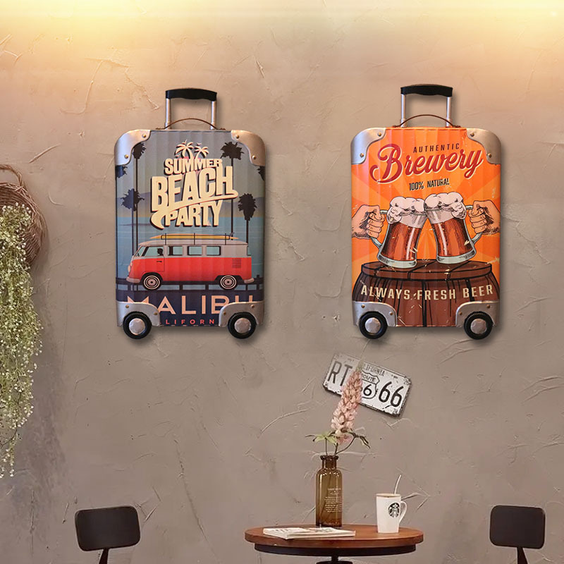 American Country Retro Iron 3D Luggage Decor Wall Hanging for Bar Restaurant Background Wall Decor, Exports Hot Sale