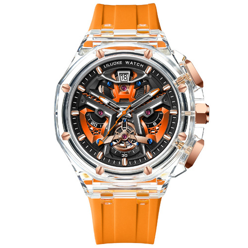 A wholesale men's watch with a transparent case, cross-border, luminous, water-resistant, high-end men's watch