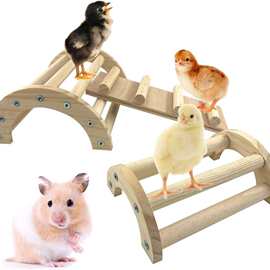 宠物鸡木质玩具公鸡母鸡小鸡玩具套装鹦鹉仓鼠拱形桥拱桥站架玩具