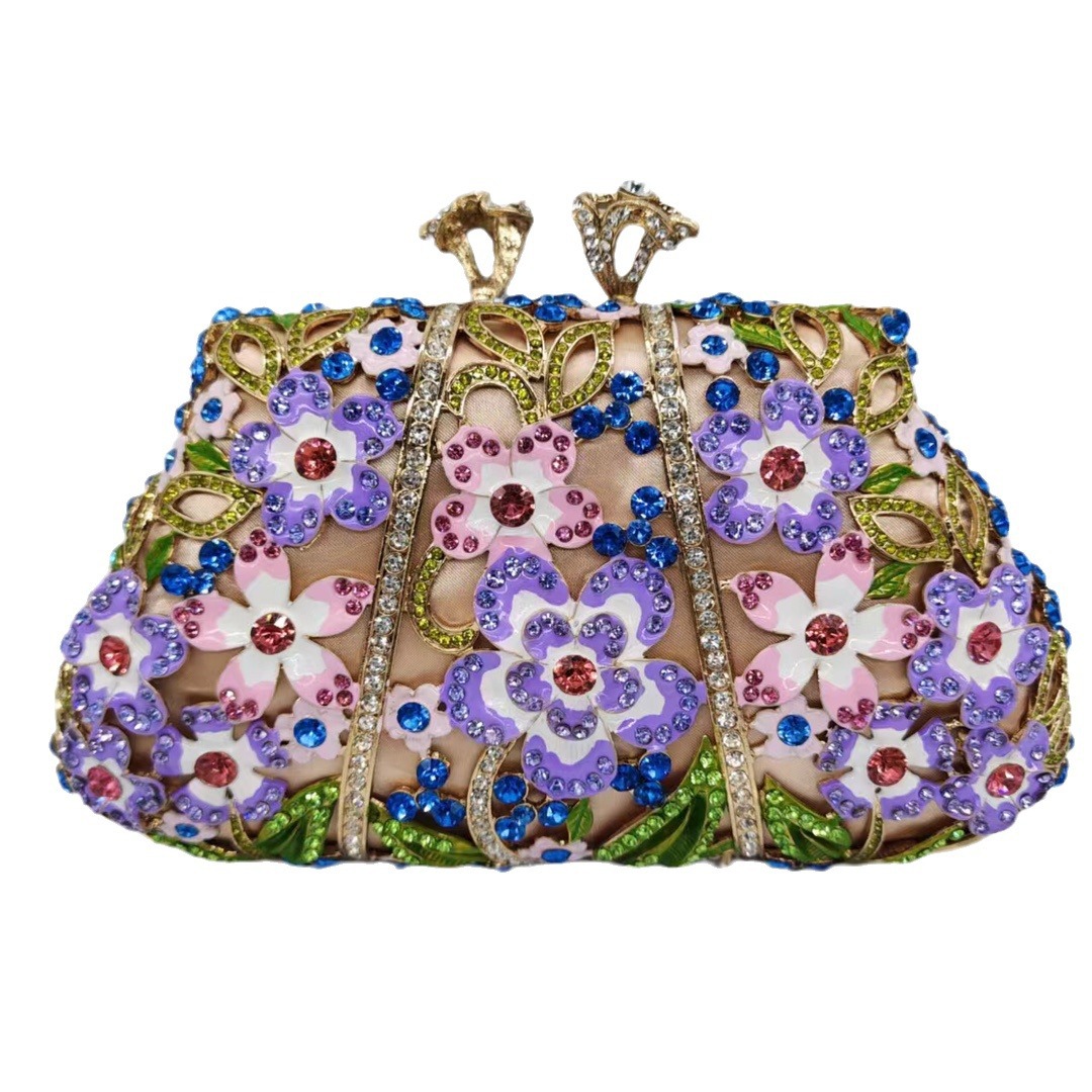 Túi clutch nam cầm tay đính kim cương nhỏ giọt phong cách dạ tiệc — Màu vàng kim