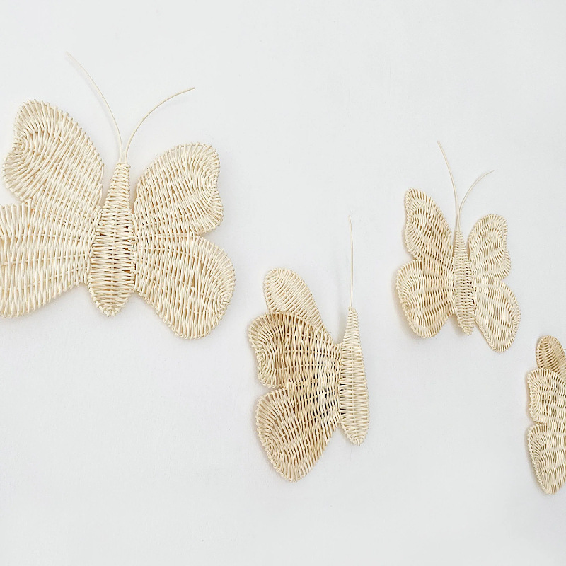 Decoraciones para el hogar creativas de caña de estilo nórdico decoración de mariposas sala de estar habitación infantil pared de fondo diseño de habitación simple
