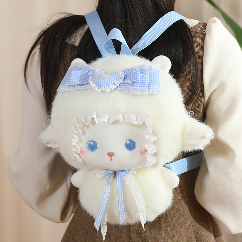 Mochila y Almohada de Oveja de Peluche de Franela para Niños image 11