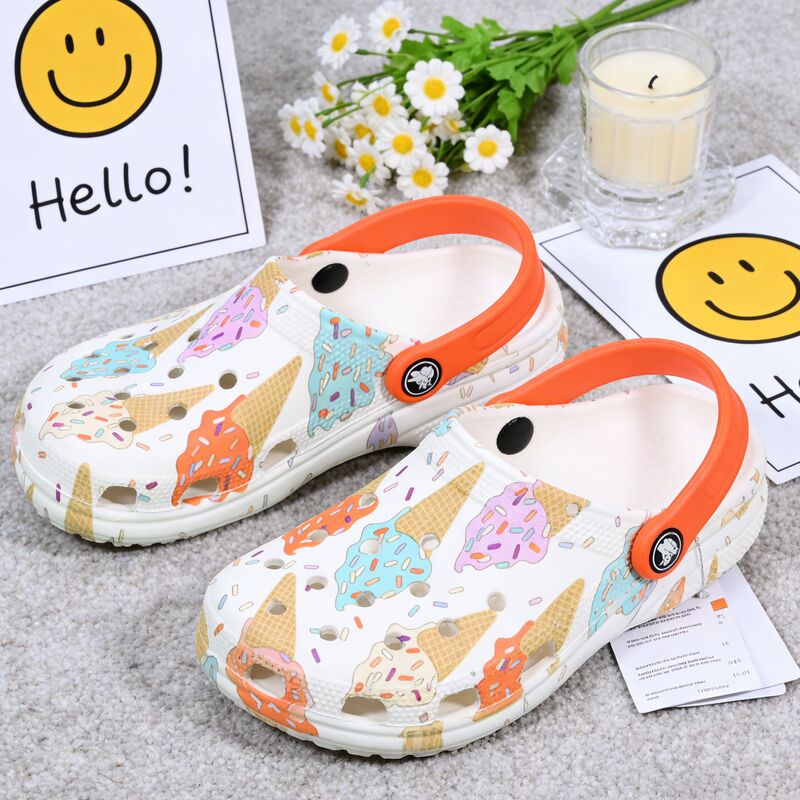Printed Ice Cream Butterfly Children's Clogs, Outdoor Beach Shoes, Kids' Closed-Toe Sandals, Wholesale, Antibacterial, Odor-Resistant Printed Ice Cream Butterfly Children's Clogs, Outdoor Beach Shoes, Kids' Closed-Toe Sandals, Wholesale, Antibacterial, Odor-Resistant