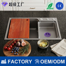 台面一体不锈钢厨房洗手台纳米枪灰色手工拉丝家用单槽水槽