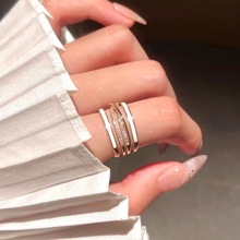 戒指女ins不掉色日韩简约时尚个性珍珠复古个性简约锆石开口批发