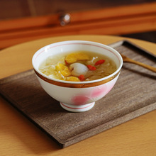 日本进口花雅系列陶瓷米饭碗釉下彩喝汤碗手绘樱花轻量水果碗家用