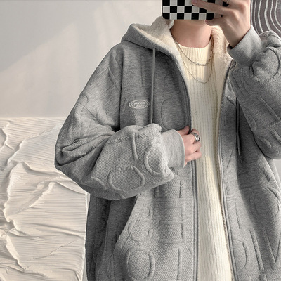 Plush thickening winter coat leisure time Easy cotton-padded clothes Korean Edition Trend keep warm Sherpa Cotton cotton-padded jacket