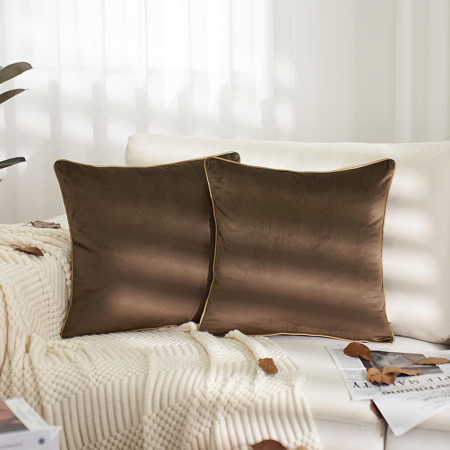 Cross-Border Amazon Solid Color Velvet Double-Sided Pillow Office Pillow European Style Sofa Cushion Waist Pillow Direct Sale