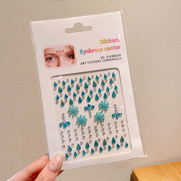 Blue snowflakes and raindrops eyebrows