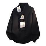 小众设计感毛衣男秋冬2026新款围巾v领针织衫潮牌痞帅红色上衣服，男装针织衫/毛衣，星座614