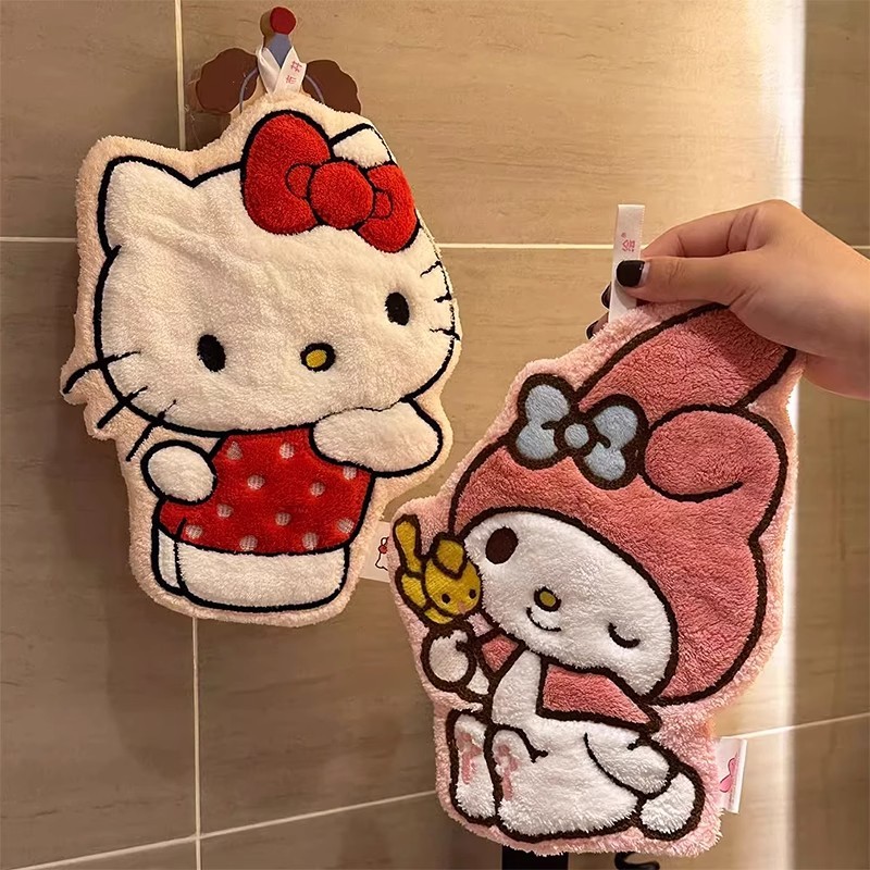 Hello Kitty Hand Towel, Cute Hanging Towel for Bathroom, Kitchen, and Restroom, Absorbent, Thick, and Aesthetically Pleasing Cloth