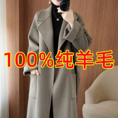 100% 純ウールの両面はカシミヤコートの女性冬の中の長さのゆったりしたファッションが女性のウールを厚くするコートです