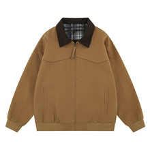 衣品男美式工装夹克春秋季复古潮牌宽松外套休闲重机车翻领棒球服