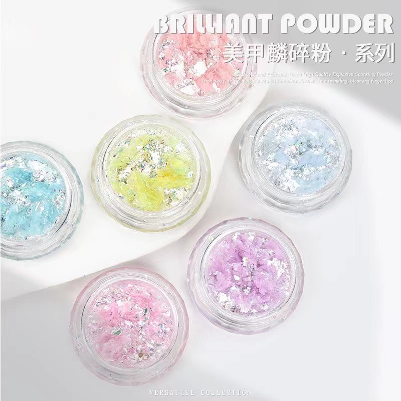 Flash de uñas mezclado Lin polvo roto polarizado flash fino Aurora cristal diamante polvo Super Flash lentejuelas reflectantes joyería de uñas