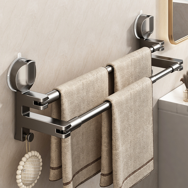 Suction Cup Towel Rack Bathroom Punch-Free Bathroom Telescopic Towel Bar Storage Rack Bathroom Towel Storage Rack Suction Cup Towel Rack Bathroom Punch-Free Bathroom Telescopic Towel Bar Storage Rack Bathroom Towel Storage Rack