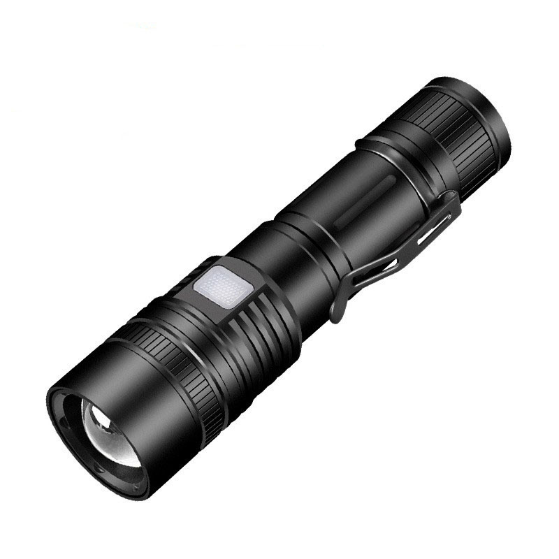 Linterna de luz fuerte recargable al aire libre brillante de largo alcance multi-función Zoom lámpara de xenón pequeña portátil de larga resistencia LED