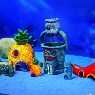 Spongebob Fish Tank Pineapple House Landscaping Decoration Complete Set of Small Ornaments Guppy Fish Juvenile Fish Shelter House Coral Complete Set